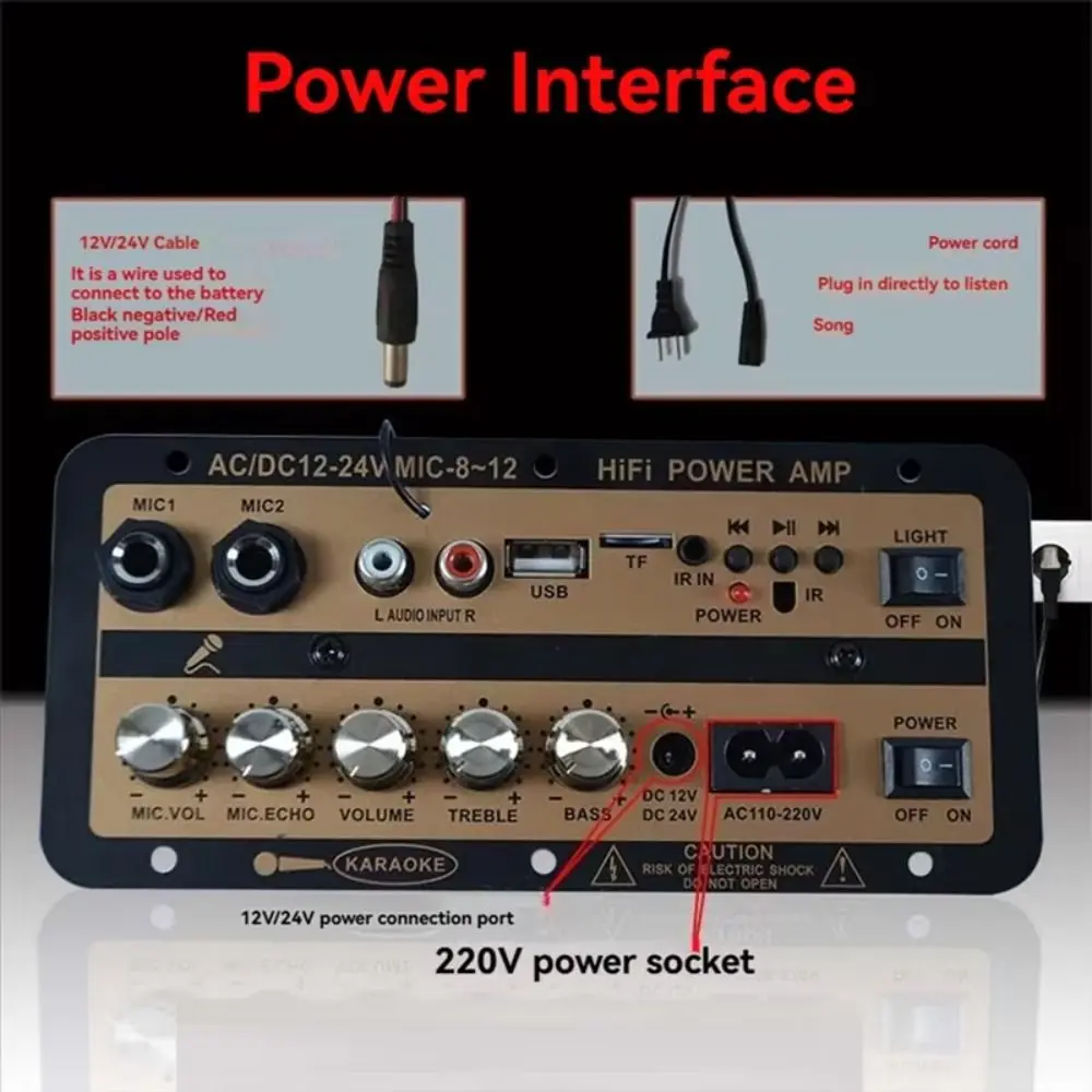 FM Radio Module Bluetooth Display Amplifier Board US/EU Wireless Bluetooth Decoder Board Durable Black&Gold FM Radio Module MP3