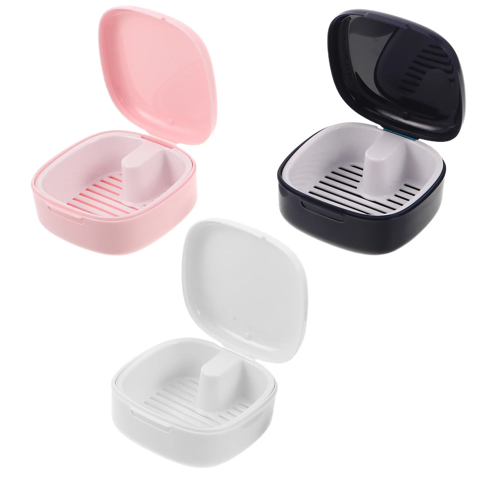 صندوق تخزين طقم الأسنان، حاوية نقع صحية للأسنان الاصطناعية، حجم السفر، تصميم واضح لسهولة الرؤية