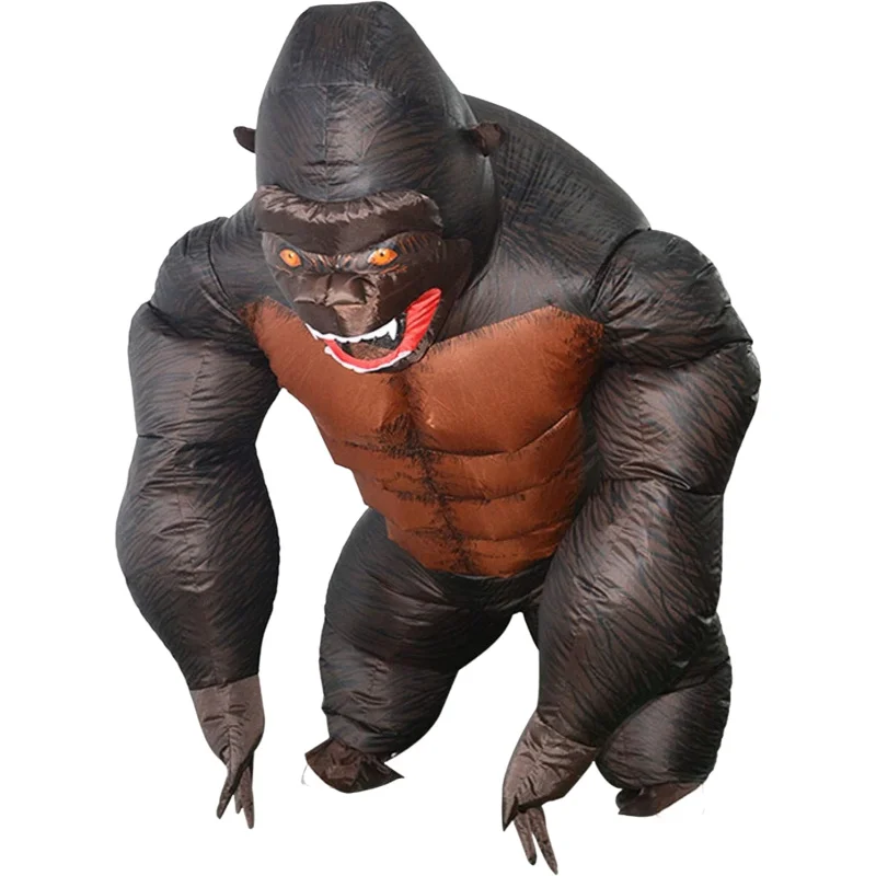 Adult Kid Gorilla Inflatable Costume Cosplay Mascot Halloween Carnival Christmas Gibbon Chimp Monkey Fancy Dress Blow Up Suit