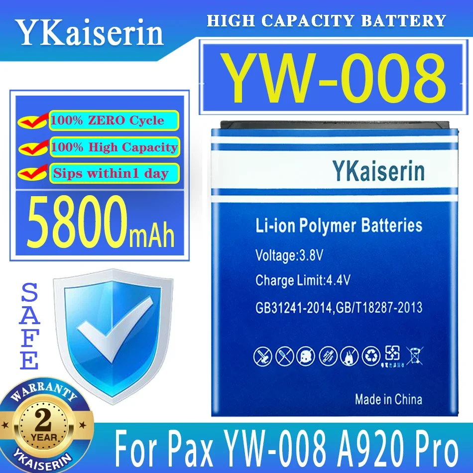 

YKaiserin Battery 5800mAh For Pax YW-008 A920 Pro