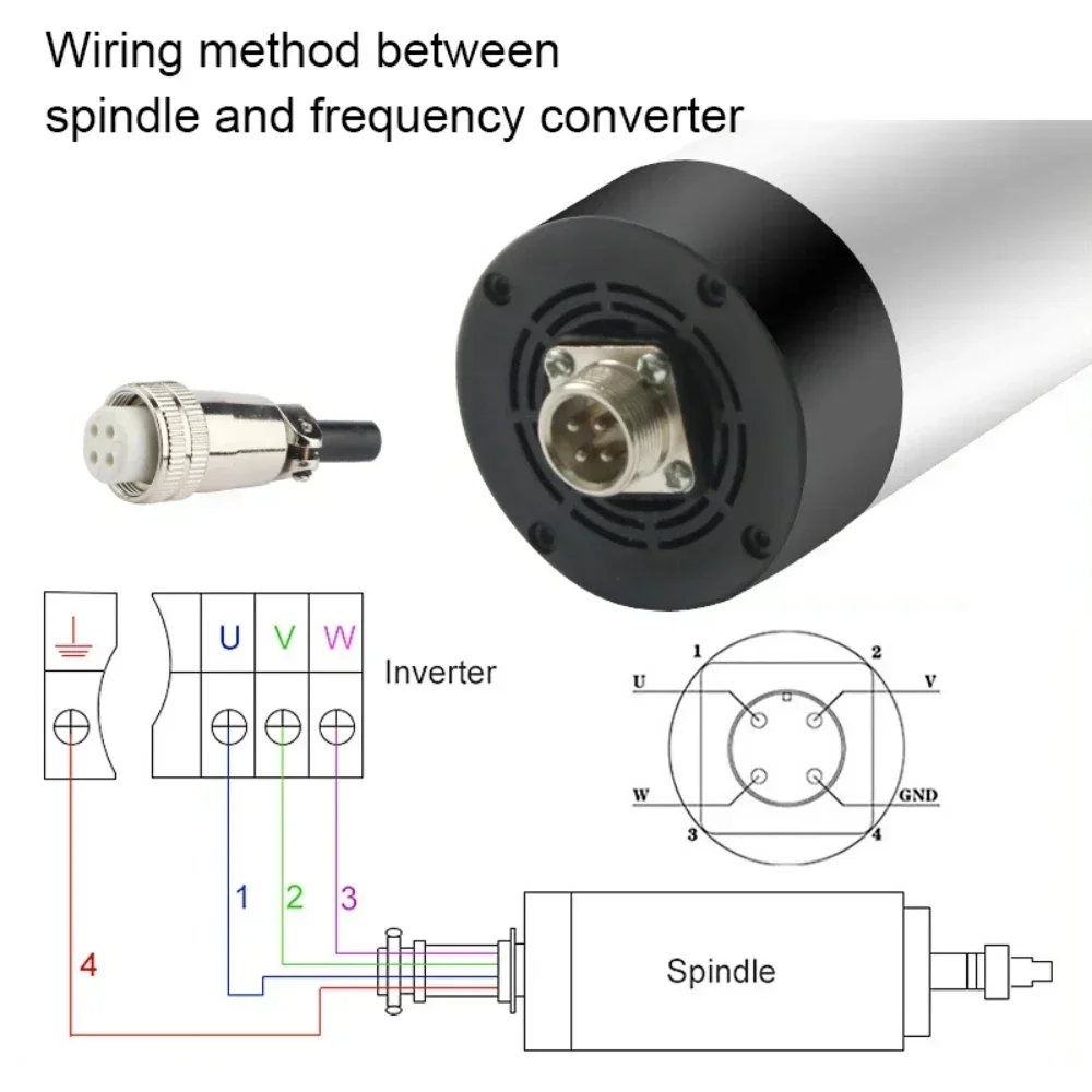 800W 1.5KW 2.2KW CNC Air Cooled Spindle Motor Kit CNC Router Spindle 220V 380V 24000rpm 4 Bearings  for CNC Router Carved wood