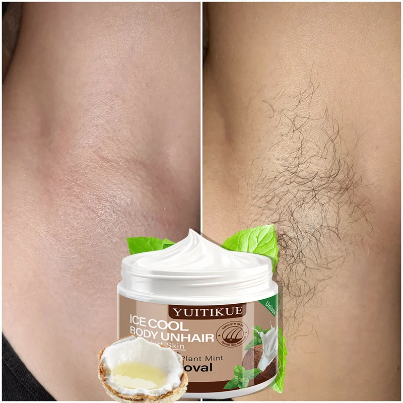 60g Unisex Ice Cool Hair Removal Cream, Coconut & Mint Extract Gentle Depilatory for Leg Arm Underarm - view 2