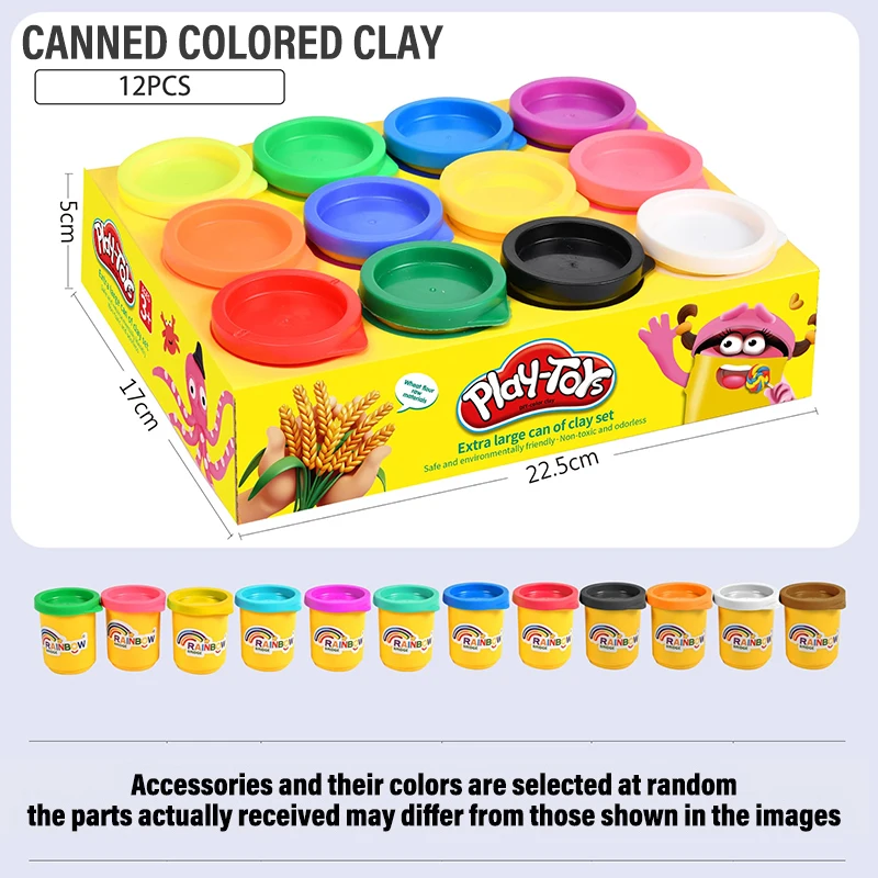 12 Colors Play Dough Refill Pack Canned Modeling Clay Set 600g Kids Soft DIY Plasticine Girls Boys Educational Sensory Art Toy