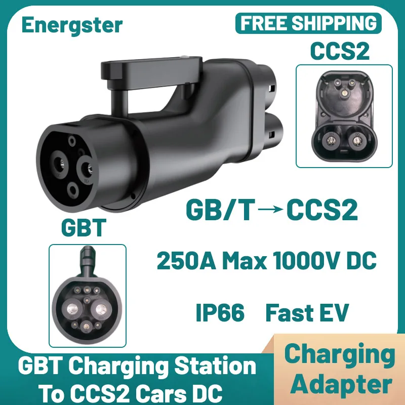 

GB/T to CCS2 EV Converter Adapter DC 250A 1000V 250KW IP65 Waterproof GBT-CCS2 EV Charging Adaptor For BYD Xiaomi BMW VW XPeng