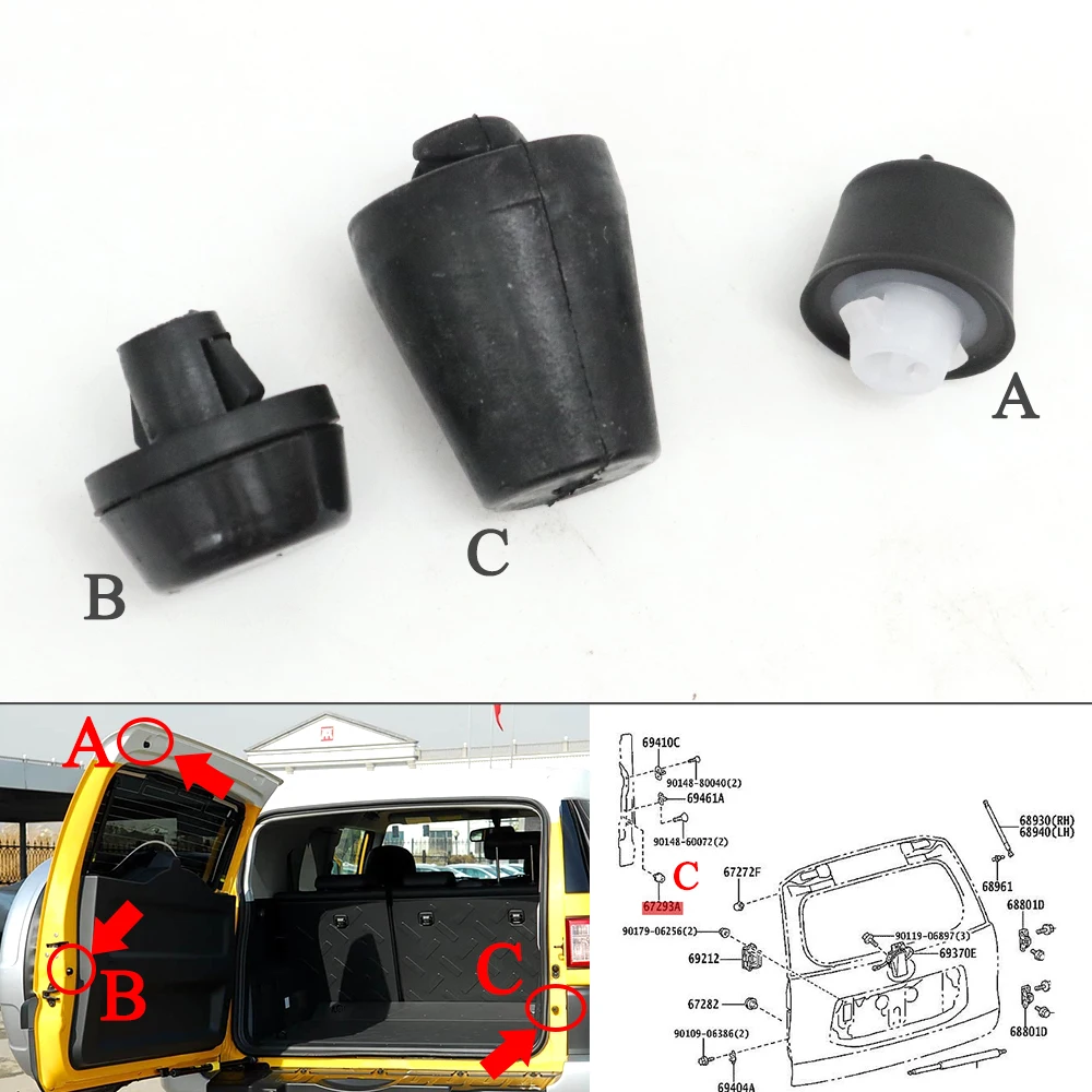 Rear Trunk Boot Lid Tailgate Back Door Panel Rubber Buffer Cushion Pad Damping Stopper For Toyota FJ Cruiser 2007-2020