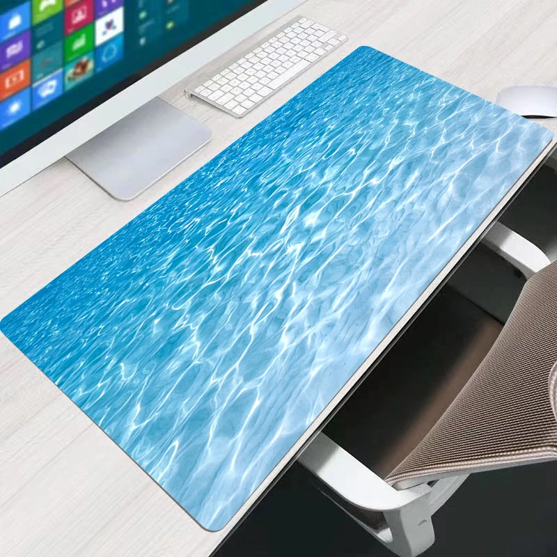Mouse Pad eSports Gamer Players Speed Mouse Mat Beach Waves Game Extended Desk Mat Blue Seawater Mousepad Non-slip Keyboard Mat