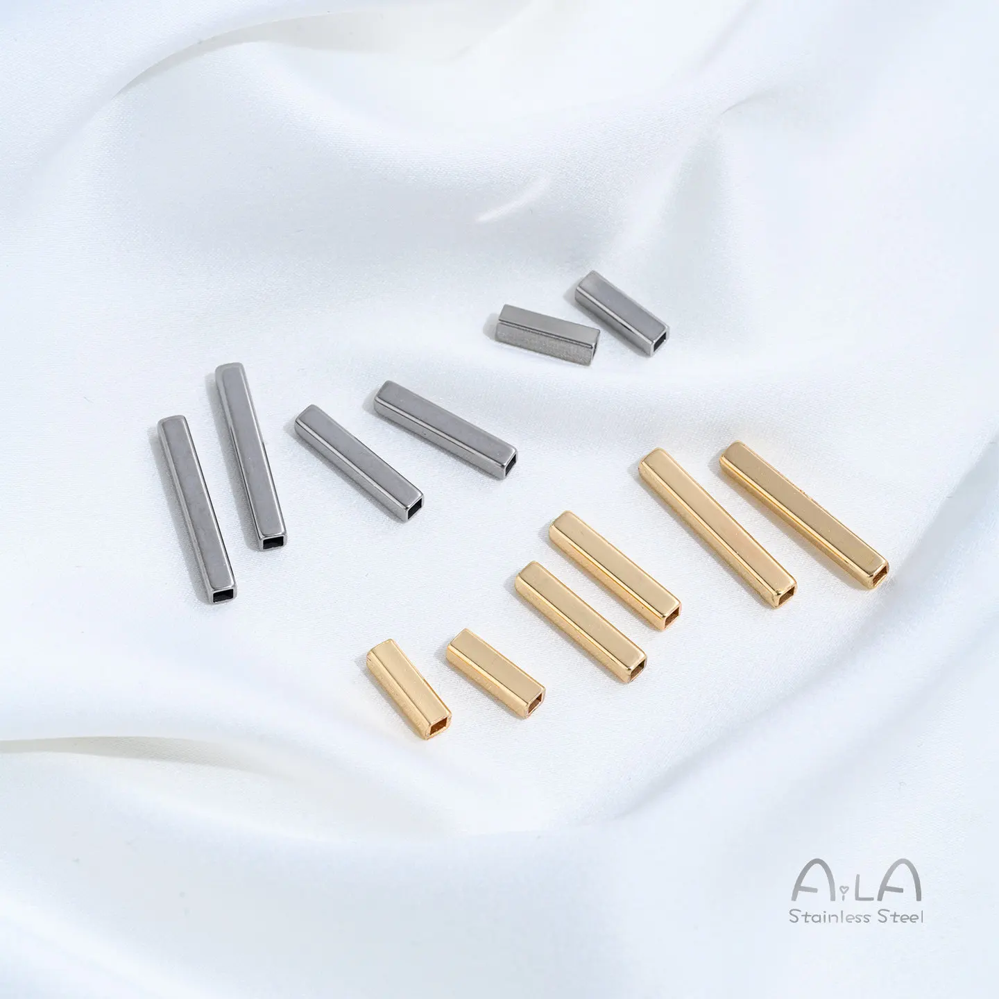 1PCS Smooth Rectangular Barrel Beads, Anti-fade Titanium Steel Handmade Jewelry Making Parts