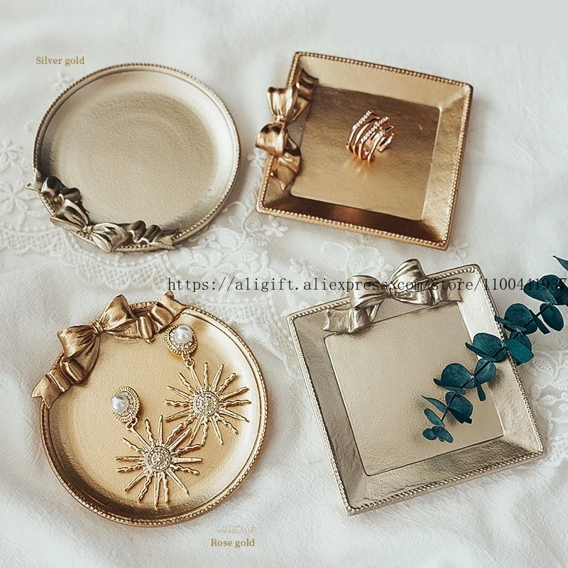 

Bow Tie Small Round And Square Plate Decorative Storage Resin Plate Instagram Shooting Prop