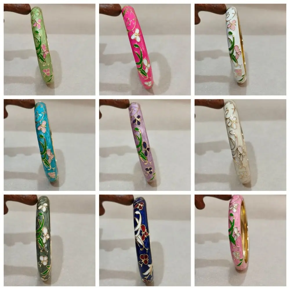 1cm Enamel Bracelet Traditional Enamel Bohemian Cloisonne Bracelet Ethnic Vintage Women's Hand Bracele Jewelry Gifts