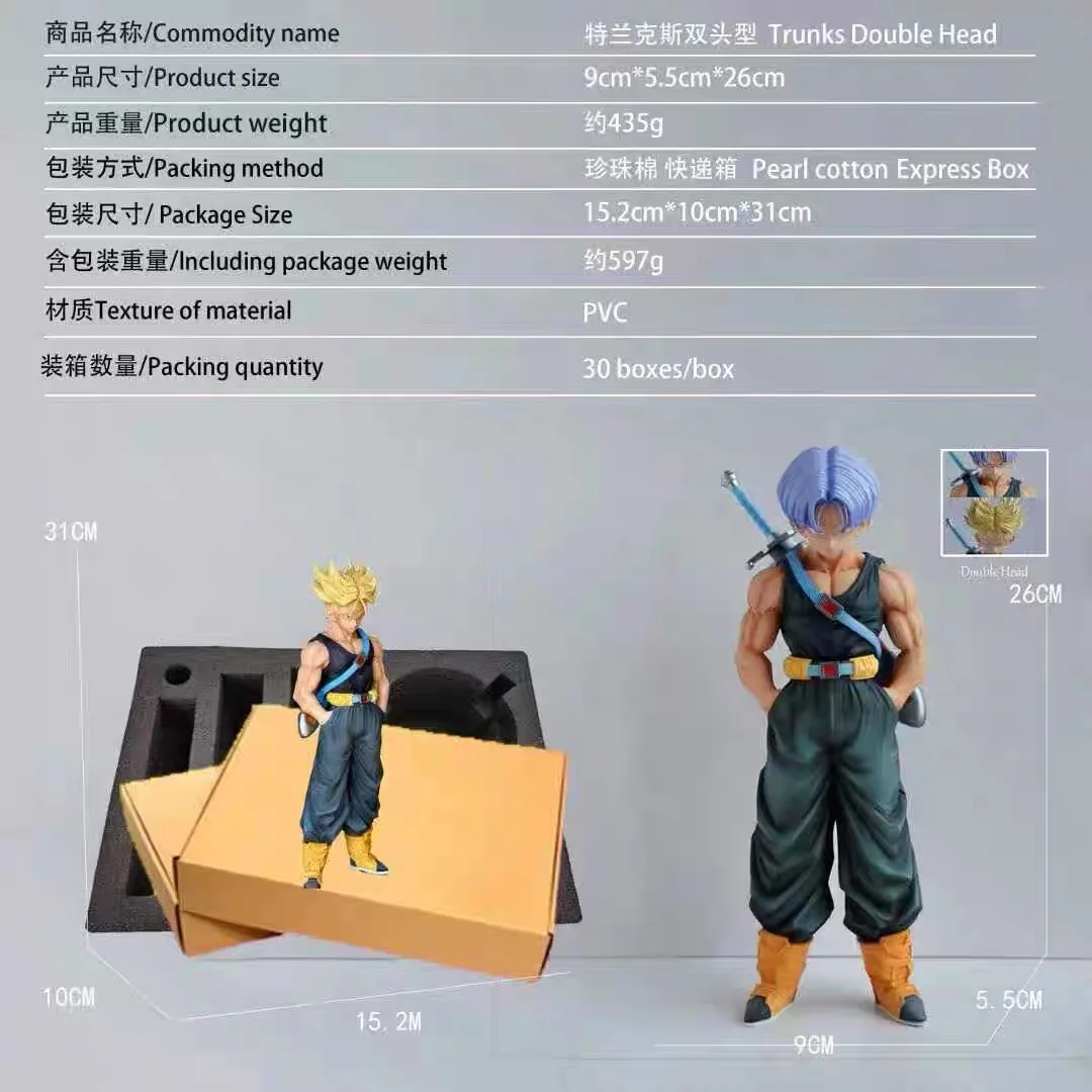 Figura de acción de Anime de Dragon Ball Z Fighters Torankusu, modelo de pie, Trunks GK, adornos coleccionables, regalos de juguete para niños