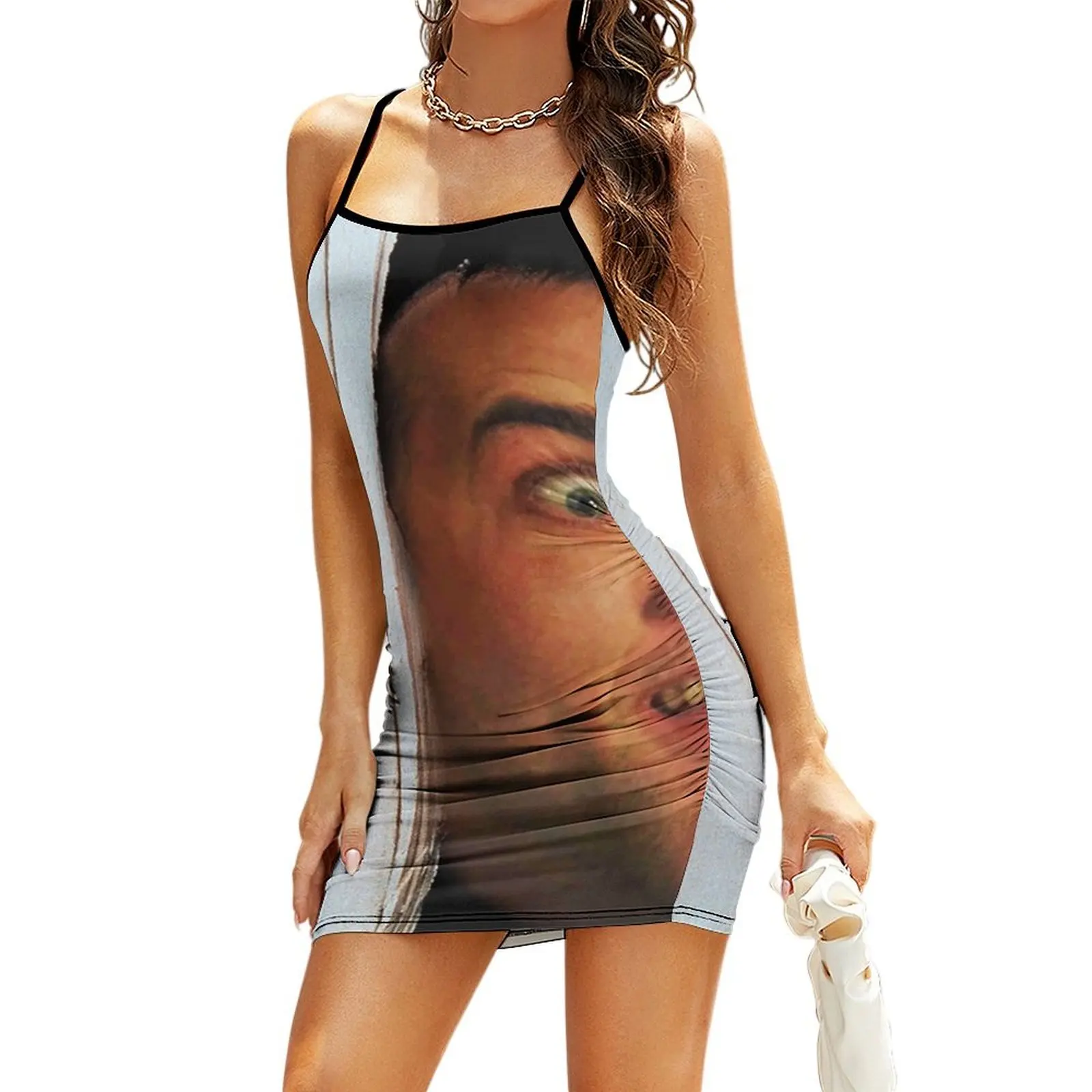 Nicolas Cage, shining, here's Johnny scene, funny meme Sling Dress bandage dress Woman clothes sexy short dresses daring