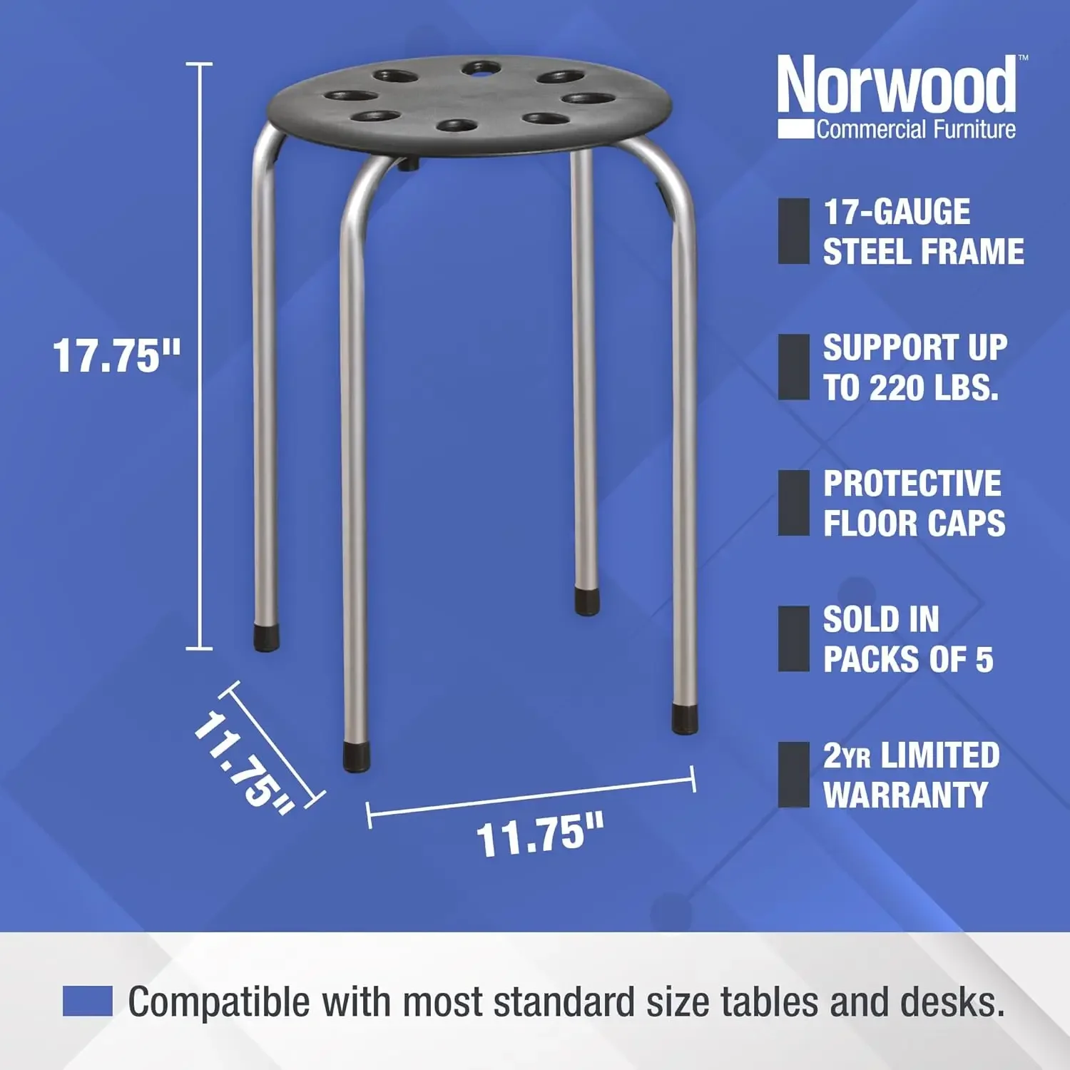 Commercial Furniture Stacking Stools for Kids and Adults, 17.75