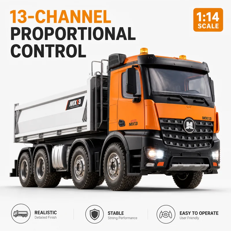 Huina 1 14 Scale 13Ch Alloy Rc Dump Truck 1536Pro Remote Control Engineering Vehicle Simulation Model