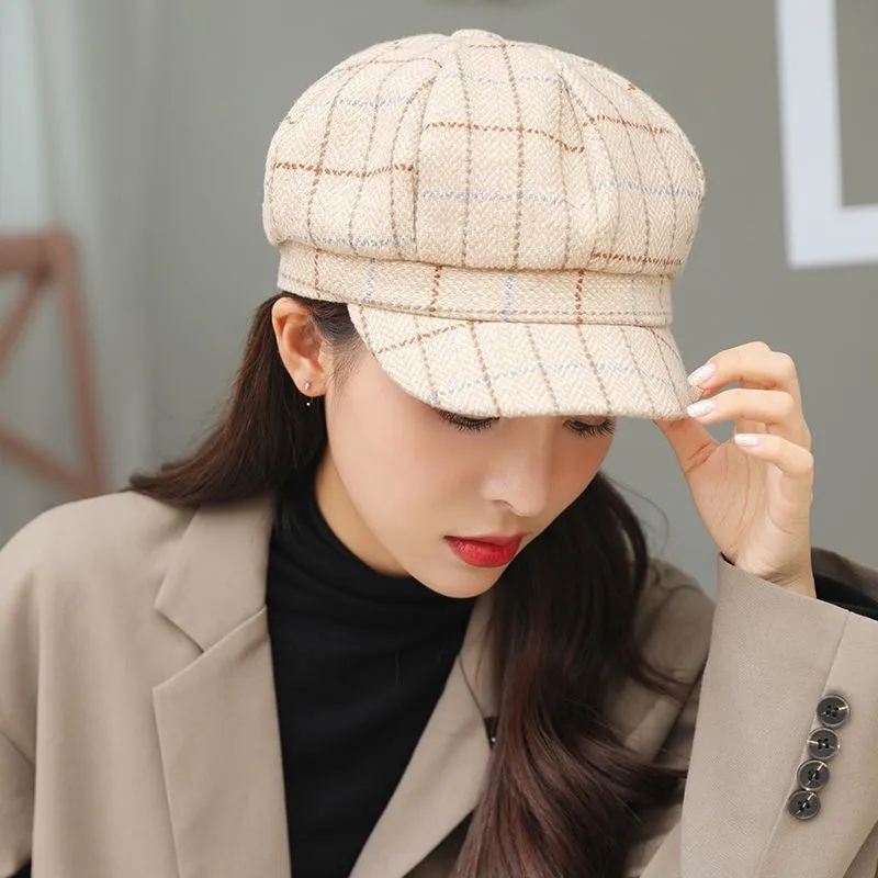 Beret Hat for Women Winter Octagonal Hats for Women Retro Solid Color Velvet Newsboy Cap Female Keep Warm Gorro New Bucket Hat