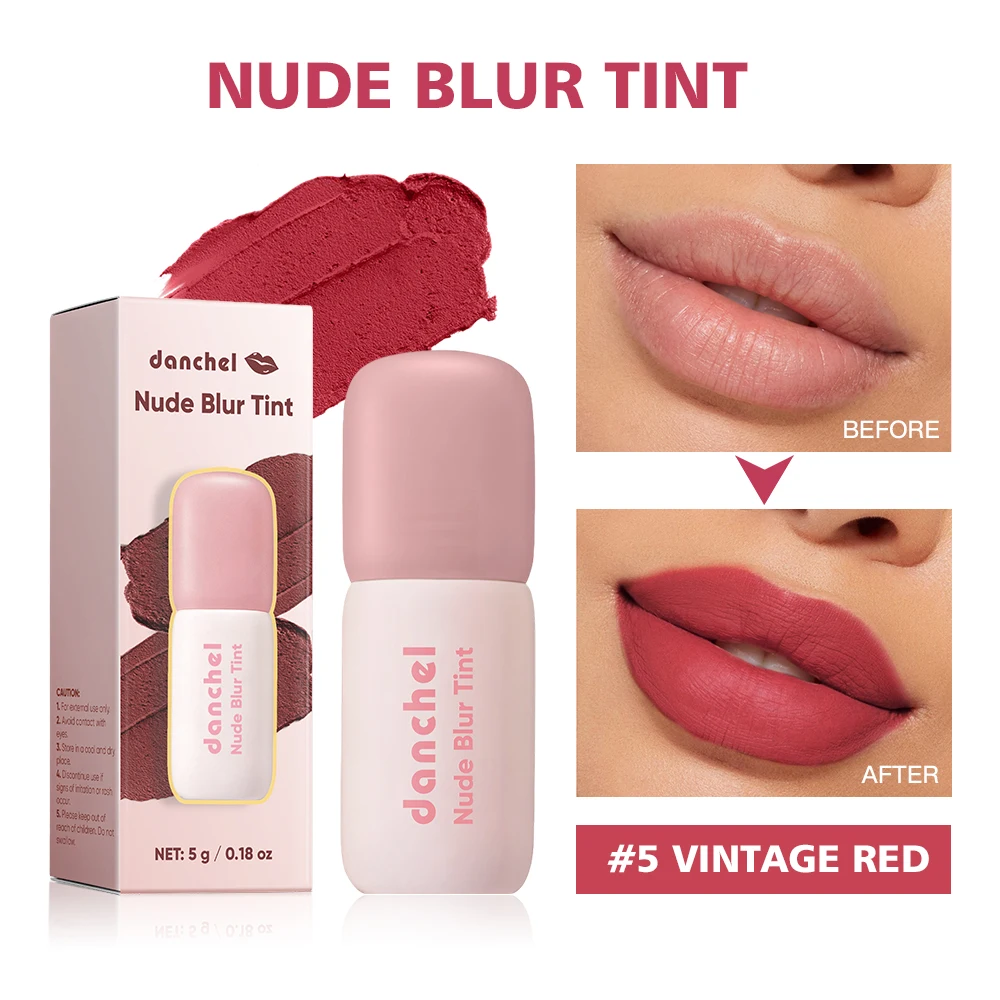 K‑Beauty Nude Blur Tint 15 Light Apricot Tinte 2 en 1 para labios y mejillas, acabado mate de efecto suave, larga duración, resistente al agua, maquillaje coreano para labios