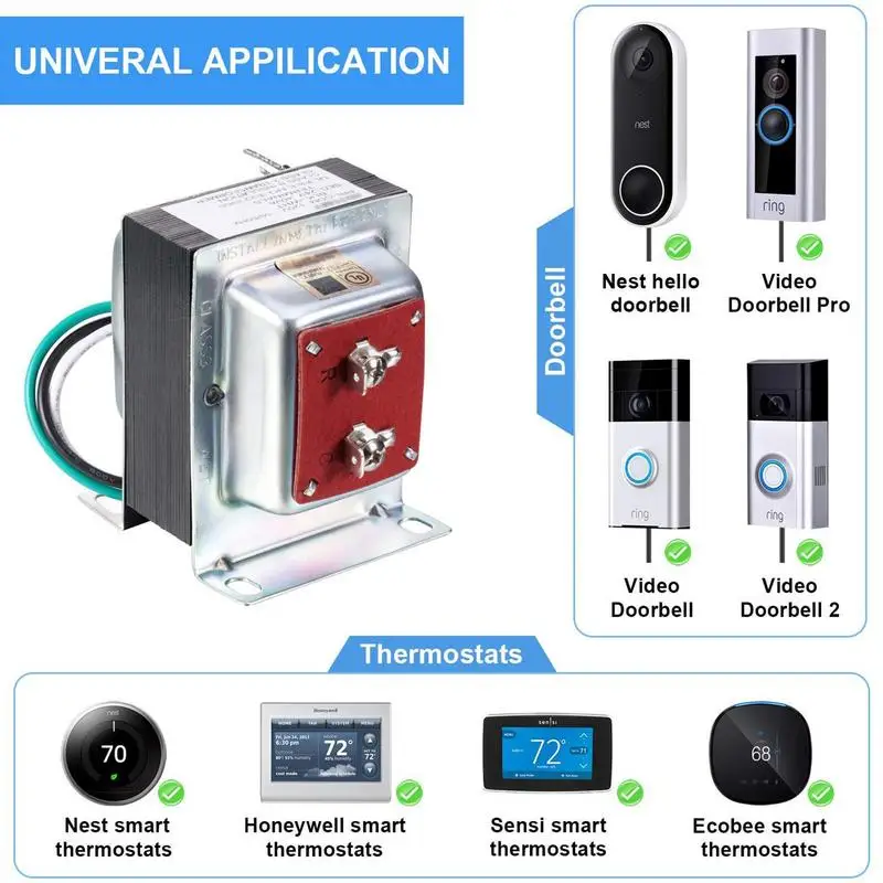 Imagem -03 - Vídeo Campainha Transformador Hardwired Campainha Fonte de Alimentação Versátil para Campainhas e Eletrodomésticos 16v 30va