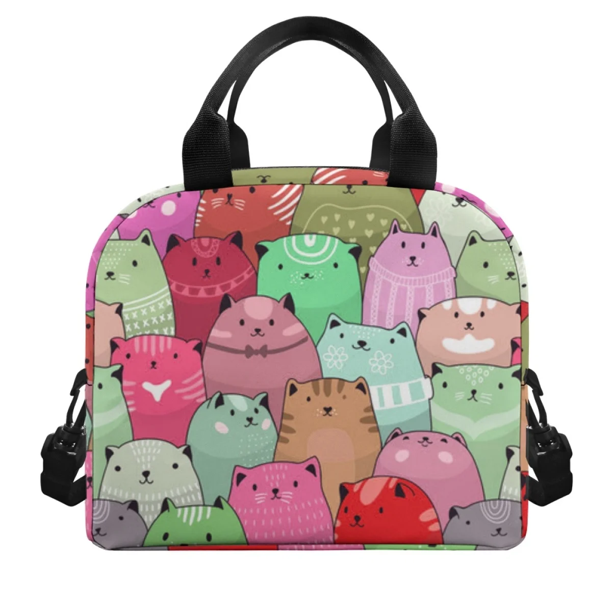 Kawaii Candy Cat Pattern Design Thermal Lunch Bags for Children Light Simple Portable Fridge Thermal Bag Travel Outdoor Bag 2023
