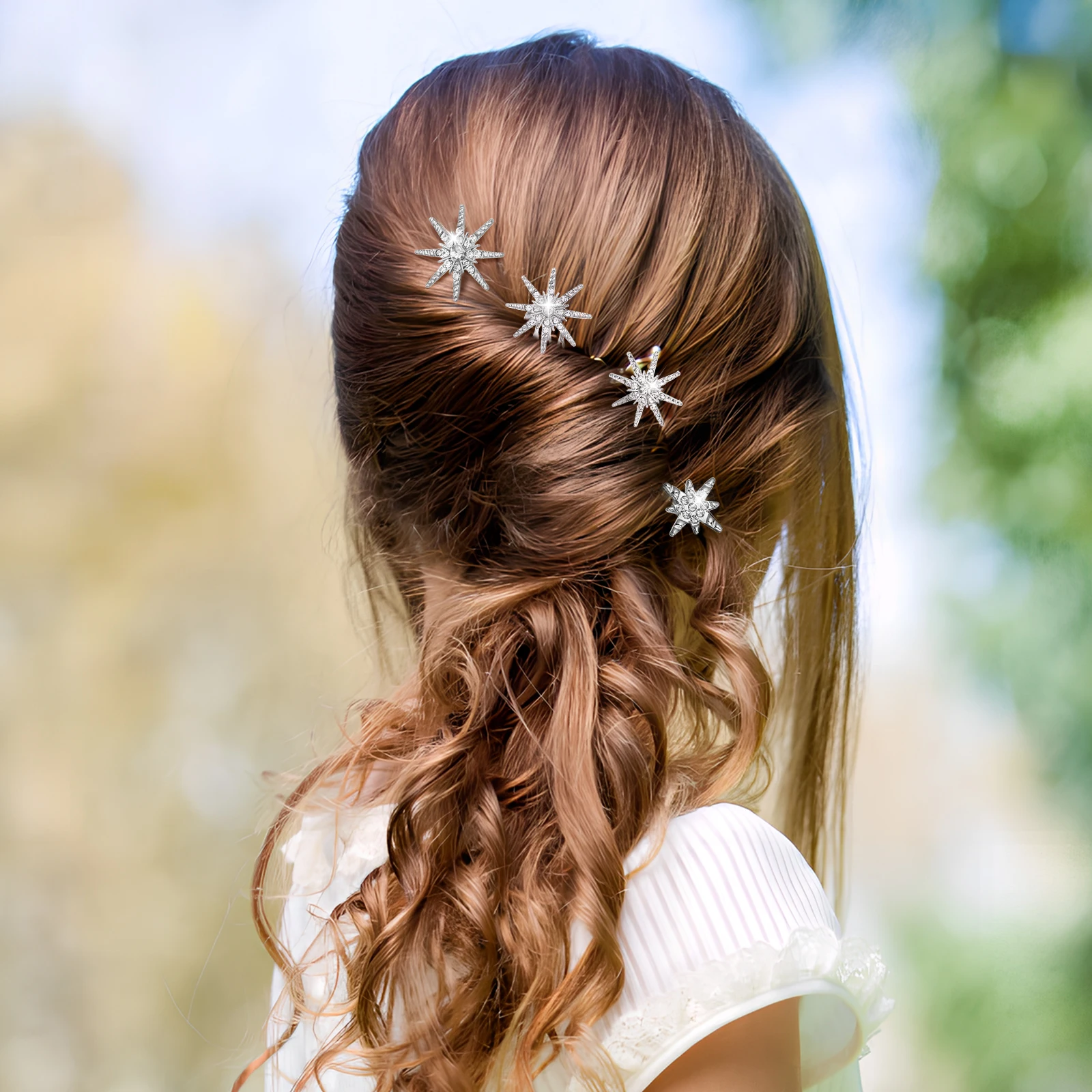 

8pcs Silver Hair Clips Rhinestone Decorative Bobby Pins Thick Hair Women Wedding Guest Accessories Styling Tools Set