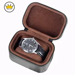 Microfiber Leather Watch Box Single Men's and Women's Small Mini Watch Storage Box Portable Zipper Watch Bag Watch Box