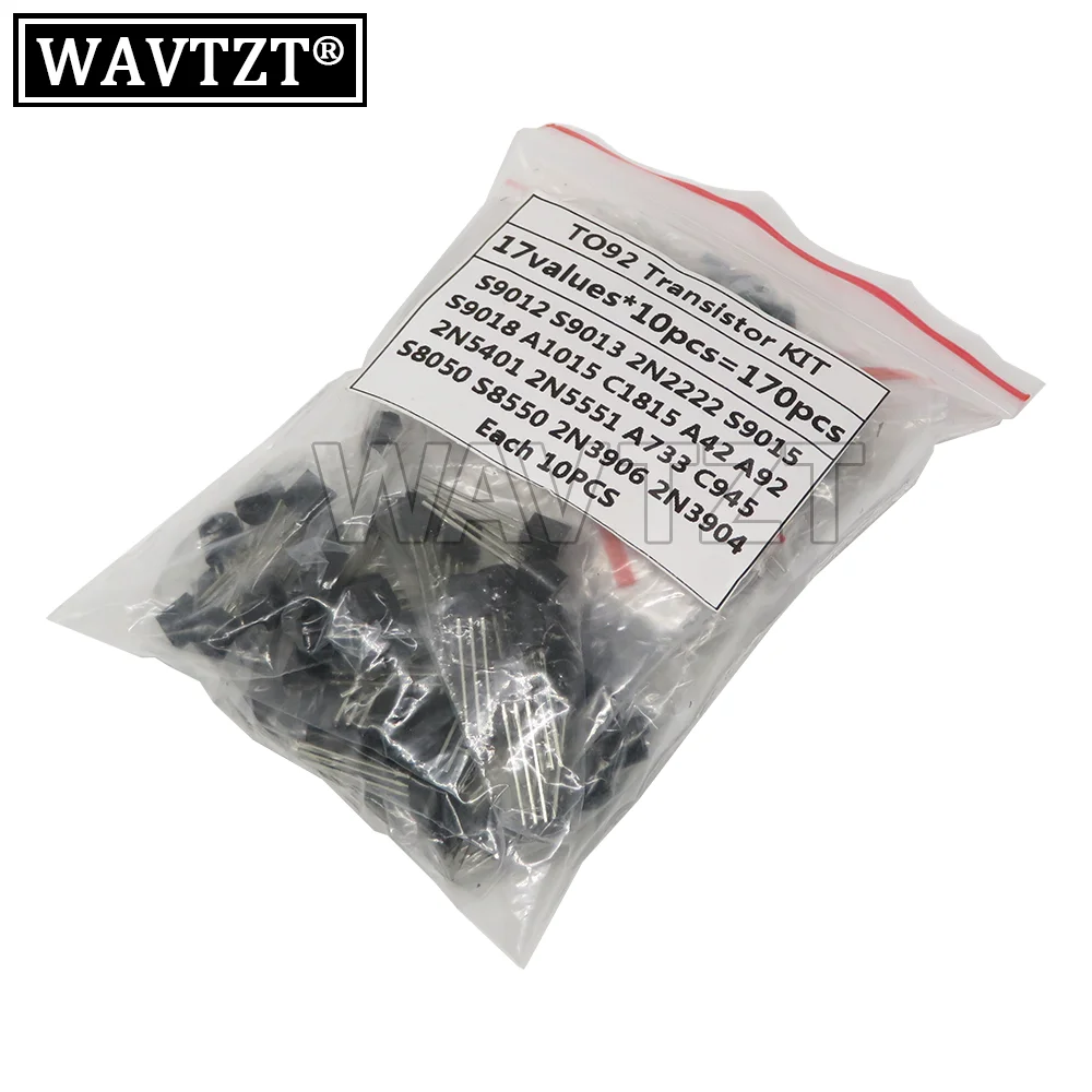 Transistor Assorted Kit 170PCS S9012 S9013 S9014 9015 9018 A1015 C1815 A42 A92 2N5401 2N5551 A733 C945 S8050 S8550 2N3906 2N3904