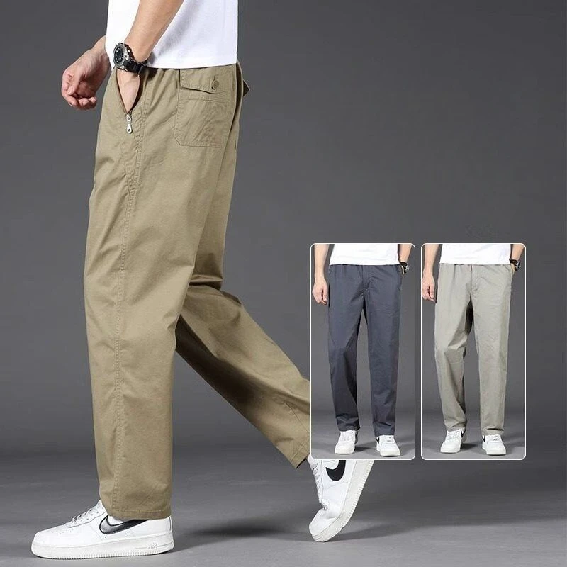 

Men Pants Casual Big Size Cargo Pants Cotton Trousers Elastic Waist Drawstring Sweatpants Men Jogger Pants Men Clothing Military
