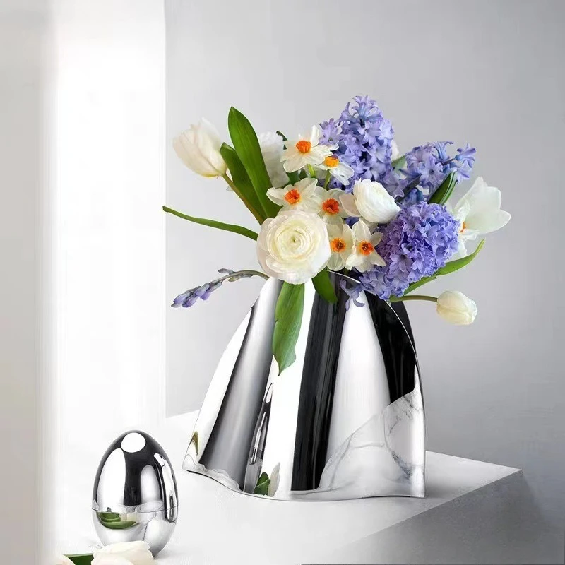 Stainless steel champagne bucket creative metal dining table wine bucket ice bucket model room vase thermal insulation wine