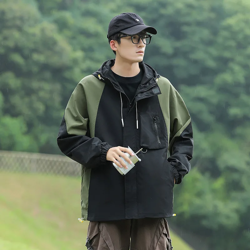 

MAIDANGDI Jacket Spring and Autumn Men Mountain Style Color Blocked Outdoor Sports Wind Resistant Leisure Mountaineering Robe