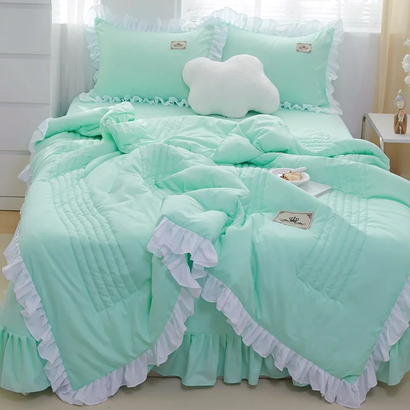 1pc Quilt Comforter Summer Quilted Thin Quilt Soft Breathable Cool Blanket Machine Washable Student Adult Bed Cover