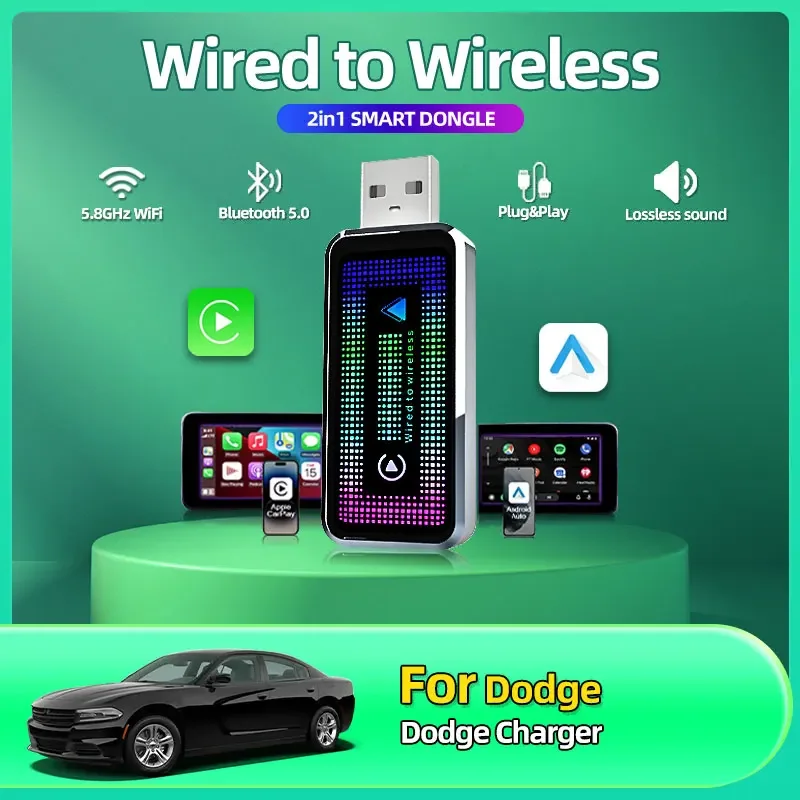 Wireless Carplay Adapter 5G WiFi USB Plug and Play Smart Mini Box Wired to Wireless CarPlay&Android Car AI Box For Dodge Charger
