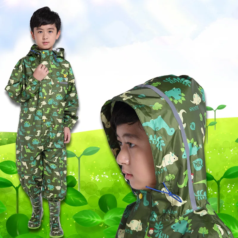 Waterproof Dinosaur Raincoat for Children, Rain Coat, Jumpsuit, Rainsuit for Students, Baby Raining