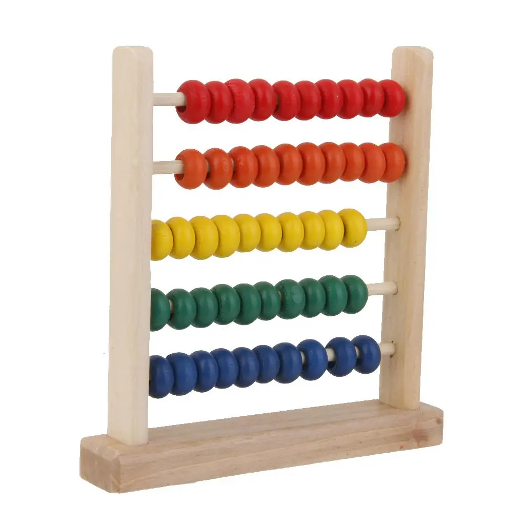 Colorful 10 Beads Wooden Abacus Math Calculating Arithmetical Teaching Toys