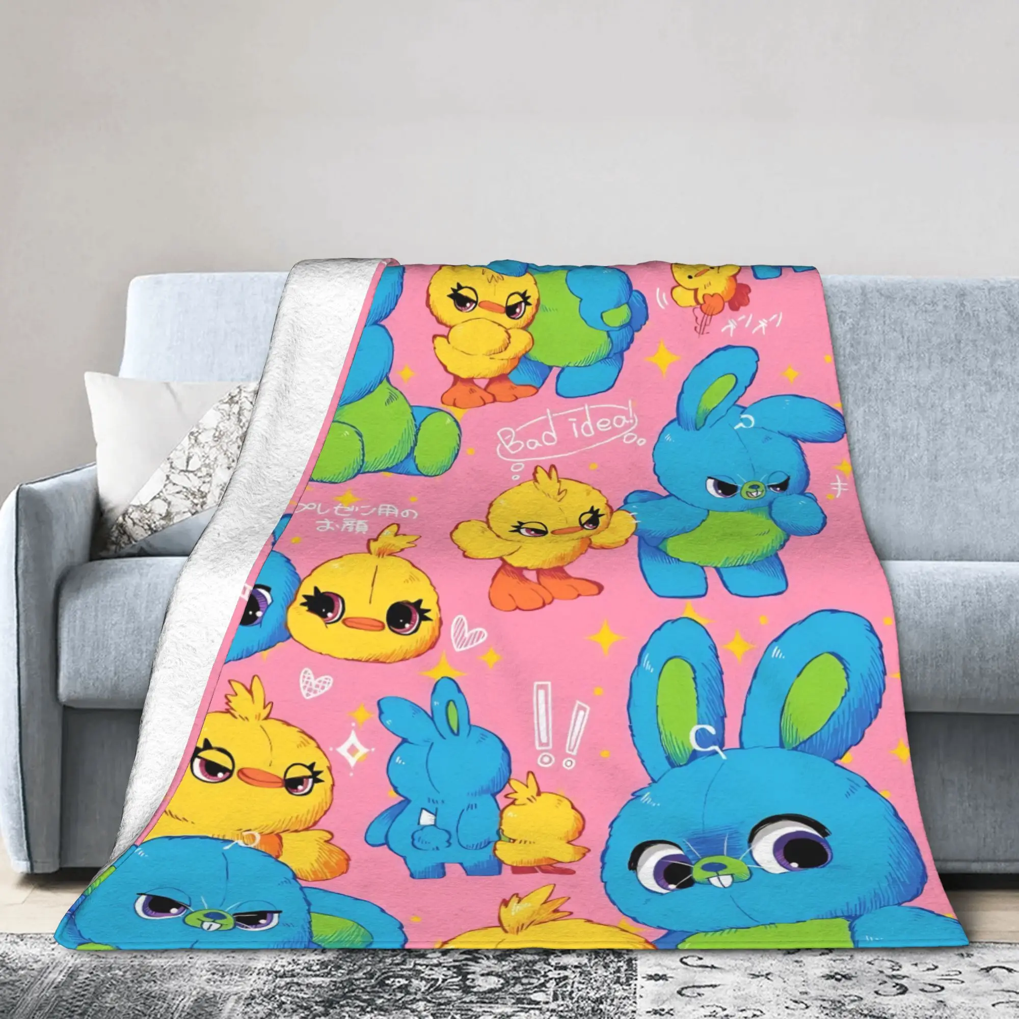 

Toy Story Cartoon Bunny Ducky Blankets Velvet Printed Multi-function Warm Throw Blanket for Bed Bedroom Bedspreads