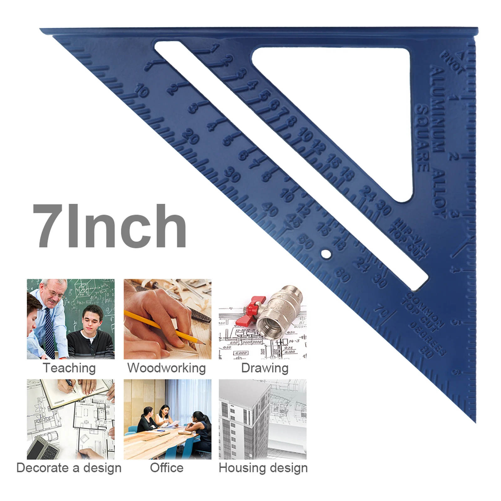 

Angle Ruler 7 inch Imperial Aluminum Alloy Triangular Measuring Ruler Woodwork Speed Square Triangle Protractor for Framing