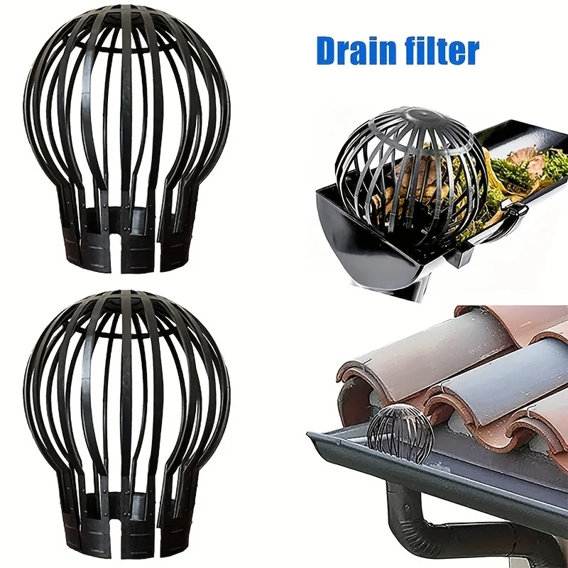 2Pcs Gutter Strainer Drain Filter Guard Roof Downspout Guards Rain Sink Covers Floor Leaf Screen Home Drainage Cover Gutters