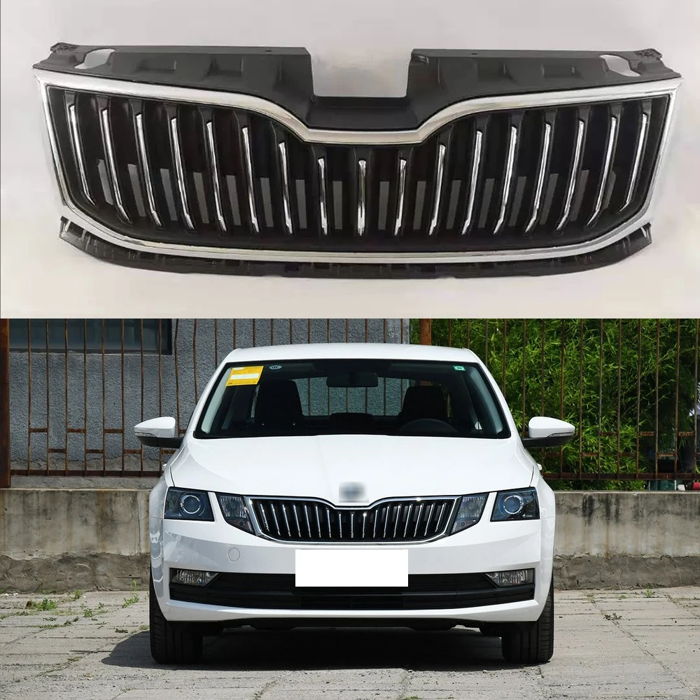 For Skoda Octavia 2018-2020 Front bumper grille Radiator grille protection cover Car Repair Bright silver grille Modification