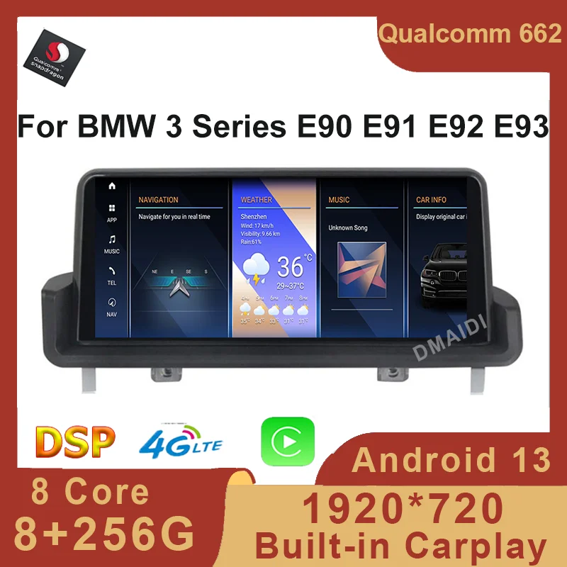 

12.5" Central Multimedia For BMW 3Series E90 E91 E92 E93 Factory Qualcomm Carplay Car Video Player GPS Navigation Android Auto