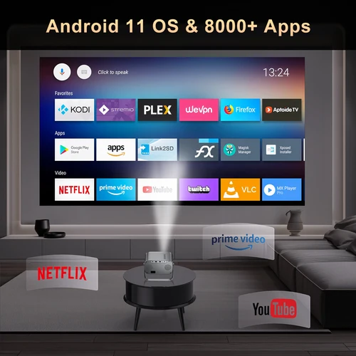 Imagen 2 del producto Salange Mini proyector P28B cine en casa Android 11 BT5.2 WIFI proyección de colocación de estilo libre compatible con teléfono inteligente misma pantalla