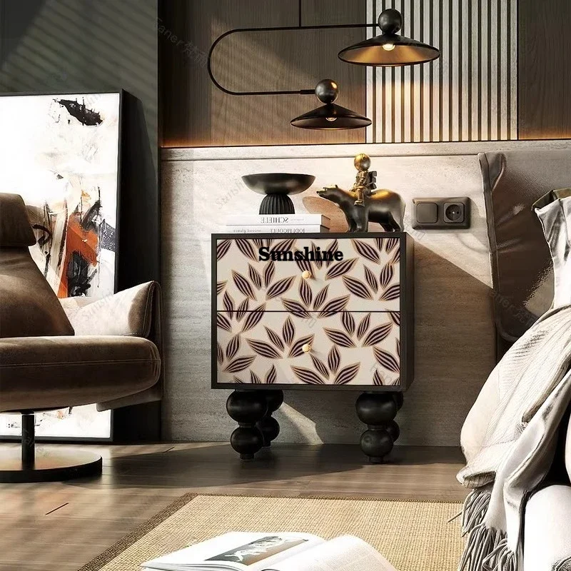 

French solid wood bedside table household bedroom small removable drawer cabinet FT