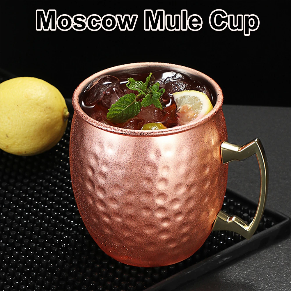 500ml Moscow Mule Copper Mugs Vodka Beer Wine Cup Cocktail Mugs Travel Bar Drinkware Tools Creative Metal Mug Bar Drinkware