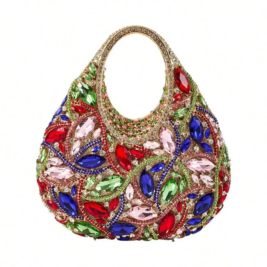 

Women Luxury Top Handle Crystal Rhinestone Evening Clutch Bag For Party Wedding Prom