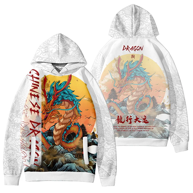 

Anime Chinese Year of the Dragon Hoodie 3D Print Sweatshirts gift Boys Girls Hoodies Unisex Top Harajuku Kids Clothes