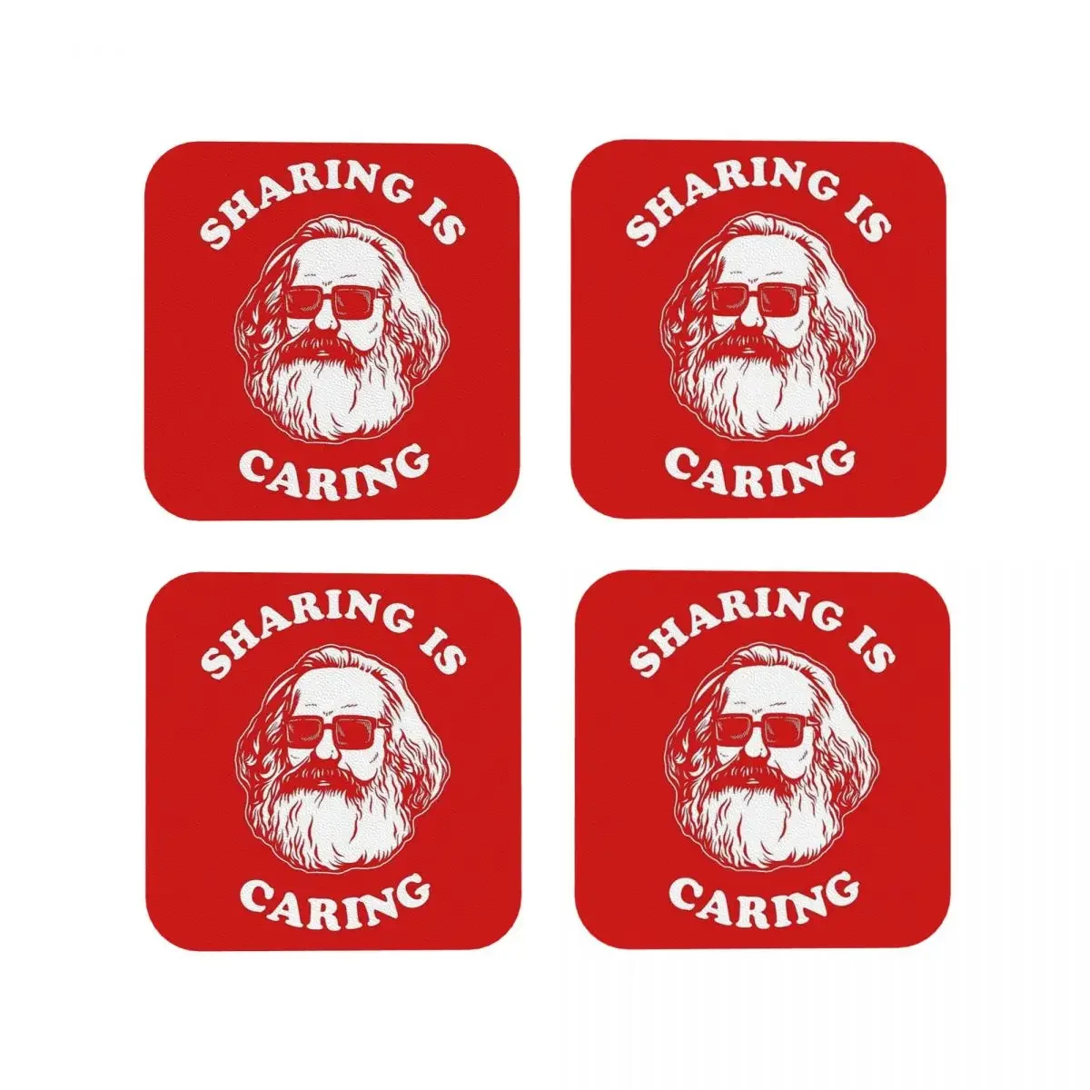 Sharing Is Caring Coasters Kitchen Placemats Waterproof Insulation Cup Coffee Mats For Decor Home Tableware Pads Set of 4