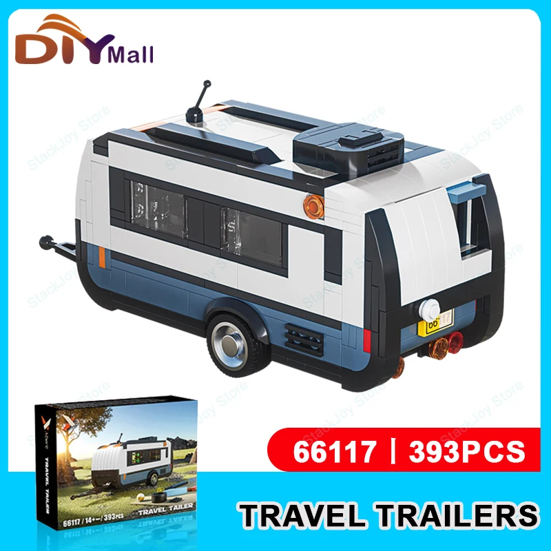 

393PCS Travel Trailer Building Blocks DIY Camping Vehicle Model Educational STEM Toy Desktop Display Birthday Halloween Gift