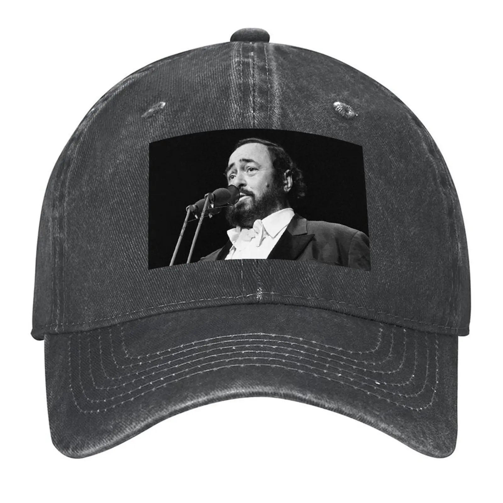 

Luciano Pavarotti - BW Photograph Baseball Cap fashionable Visor Military Cap Man foam party Hat Mens Women's