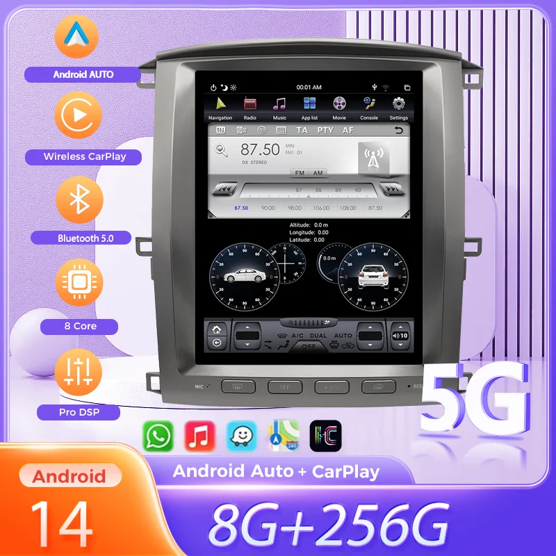 

Android14 8+256GB Touch Screen Car Radio GPS Navigation For TOYOTA LAND CRUISER LC100 2006-2011 Auto Head Unit Multimedia Player