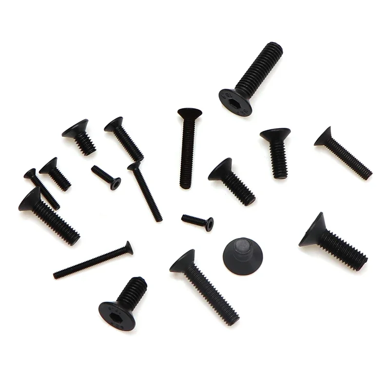 20 قطعة مسامير سداسية من الفولاذ الكربوني الأسود M2/M3/M4/M5 مسامير ألين برأس مسطح بأحجام متنوعة #5