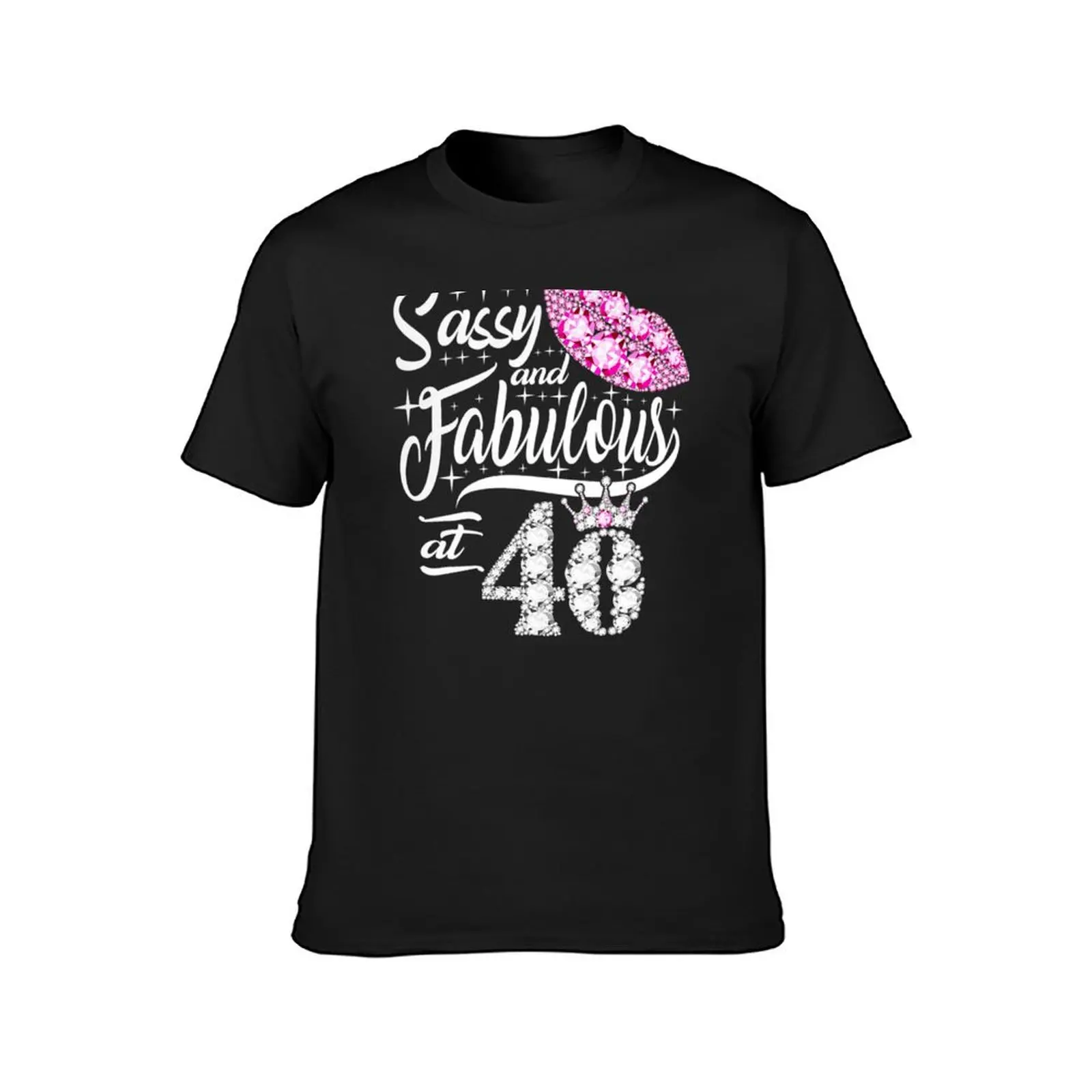 Womens Sassy And Fabulous At 40 Years Old Crown Lips Premium T-Shirt blanks oversizeds oversized t shirts for men