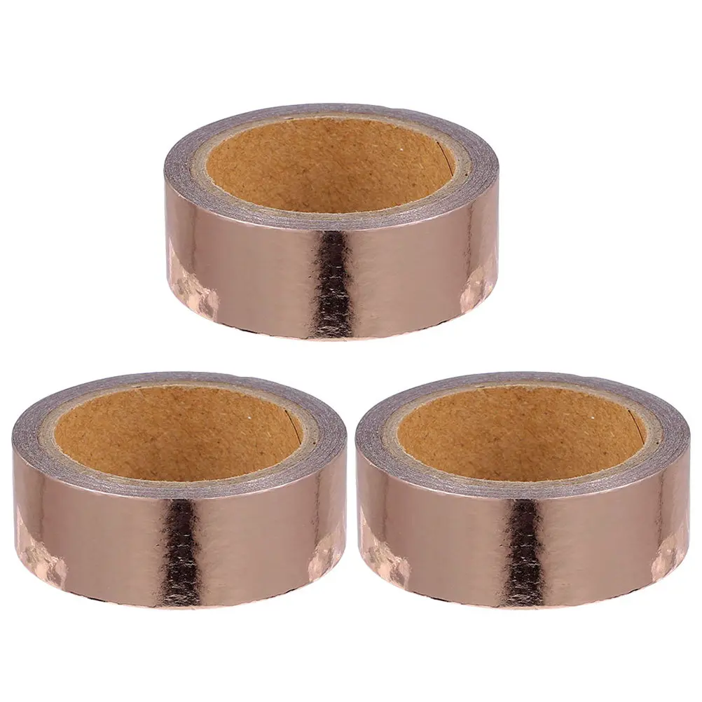 

3 Rolls Aesthetic Washi Tape Set Metallic Design Multi-Functional Adhesive Tape for DIY Crafting Scrapbooking Decoration