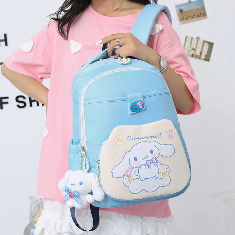 Sanrio Cinnamoroll Mymelody Cartoon Backpack stress reliever School Bags spine-protecting ultra-lightweight Travel Bag Bookbag