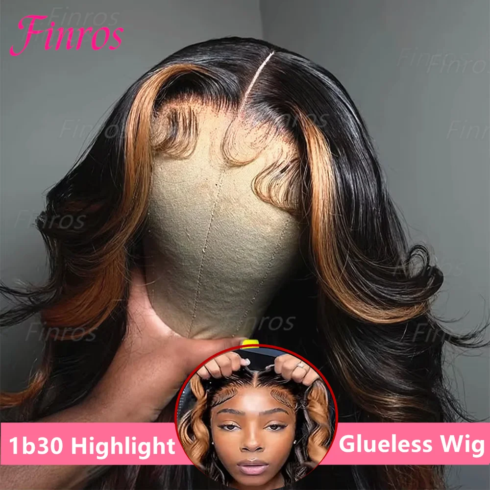 Finros 1b30 Highlight Glueless Human Hair Wigs Ready To Wear Pre Cut Ombre Blonde 13x6 Hd Frontal Body Wave Wigs For Black Women